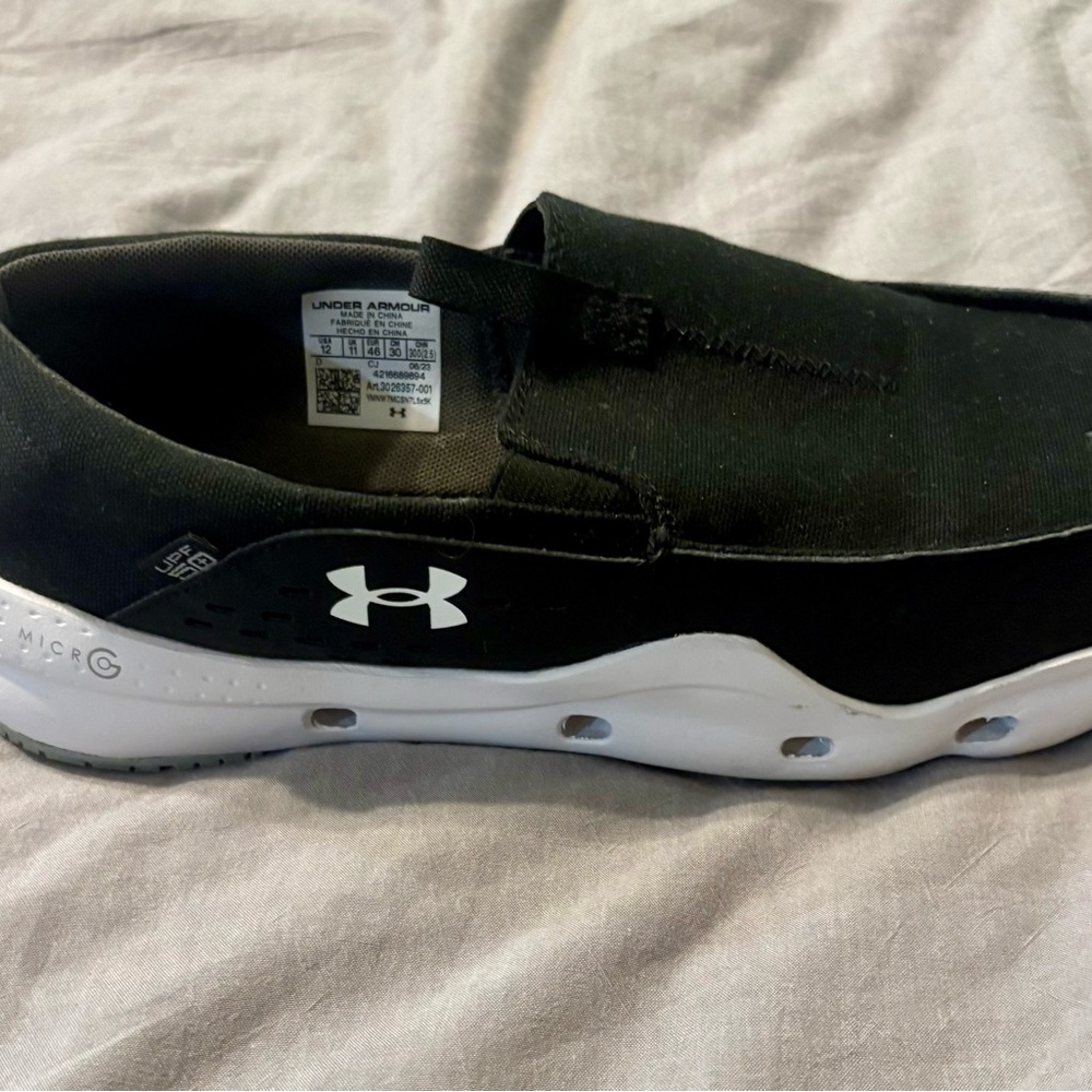 Under Armour Black and White Slip-On Loafers